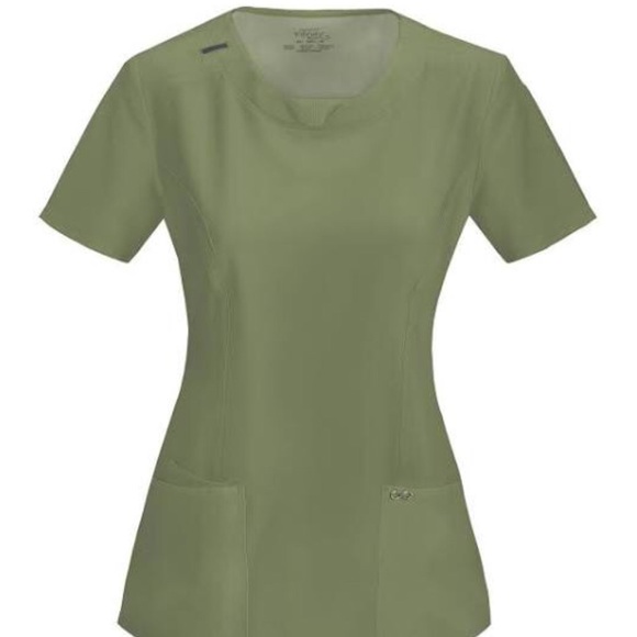 NWT Cherokee Infinity Olive Scrubs Top - Picture 2 of 8